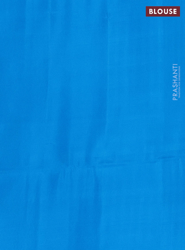 Kanchipuram soft silk saree red and cs blue with allover zari weaves in borderless style