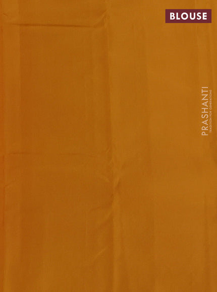 Kanchipuram silk saree pink and mustard yellow with zari woven buttas in borderless style