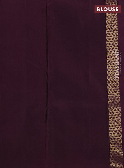Kanchipuram silk saree teal green and wine shade with zari woven buttas & jute finish in borderless style