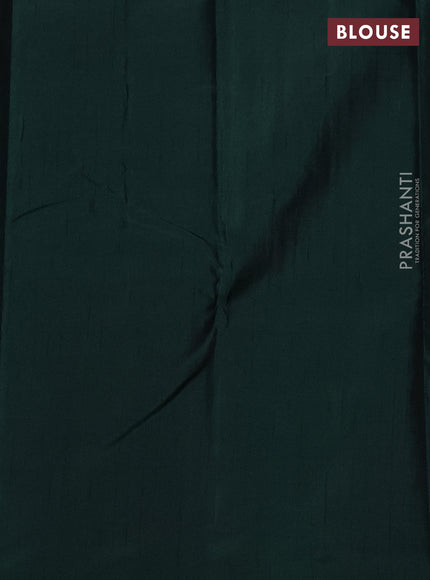 Kanchipuram silk saree mustard shade and bottle green with zari woven buttas & jute finish in borderless style