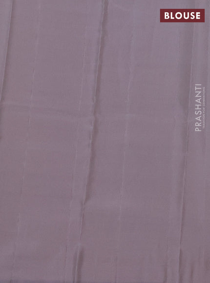 Kanchipuram silk saree lime yellow and grey with copper zari woven buttas in borderless style