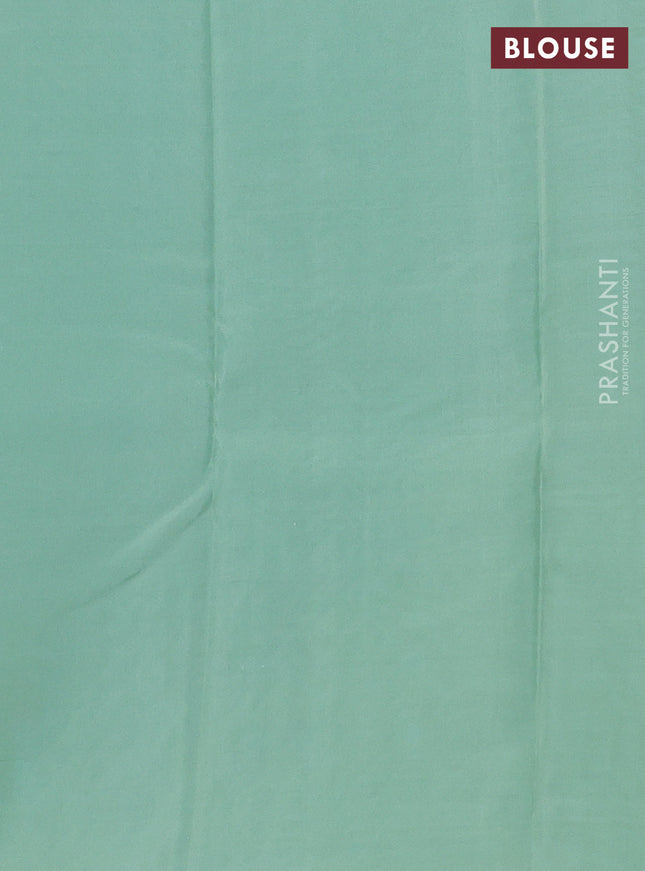 Kanchipuram silk saree light blue and pastel green with allover zari weaves in borderless style