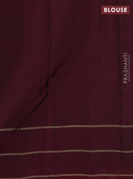 Kanchipuram silk saree blue and maroon with zari woven buttas and zari woven annam butta border