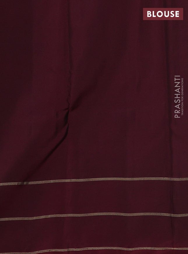 Kanchipuram silk saree blue and maroon with zari woven buttas and zari woven annam butta border