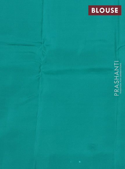 Kanchipuram silk saree yellow and teal green with allover zari weaves in borderless style