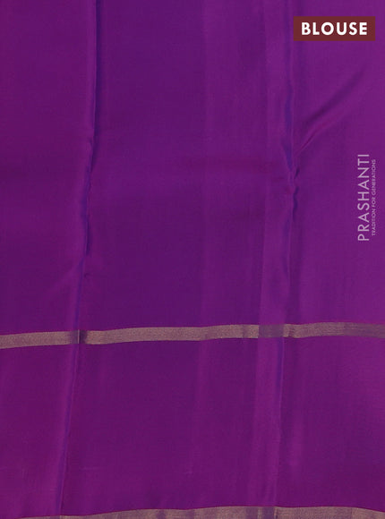 Kanchipuram silk saree cs blue and purple with allover zari weaves & buttas and rettapet zari woven border