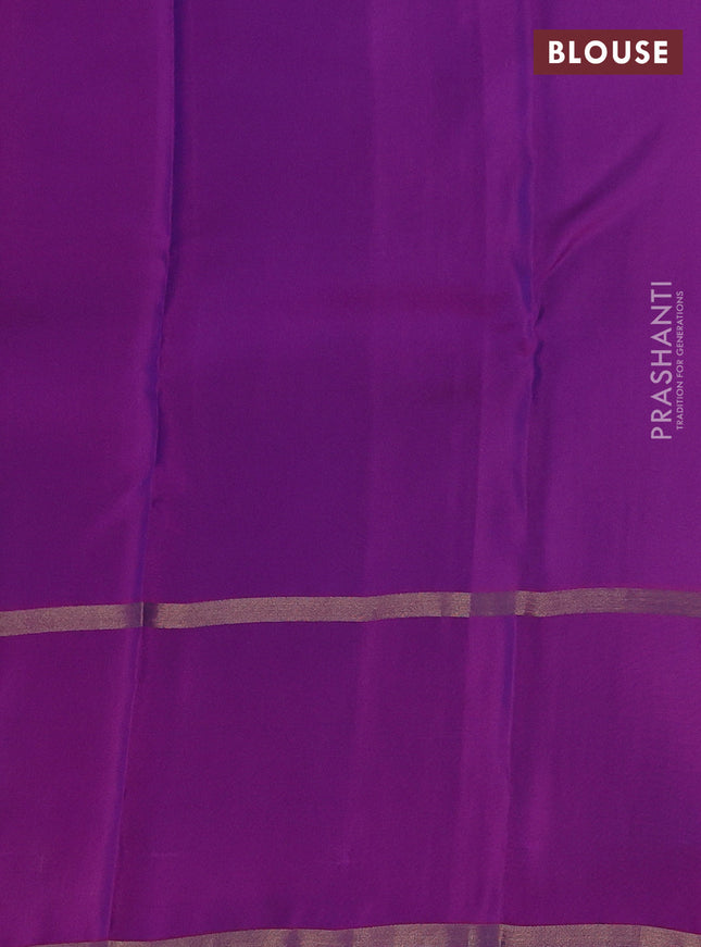 Kanchipuram silk saree cs blue and purple with allover zari weaves & buttas and rettapet zari woven border