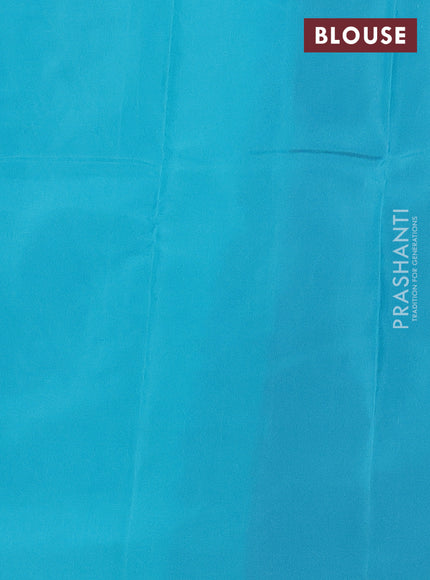 Kanchipuram silk saree pink and teal blue with zari woven buttas in borderless style