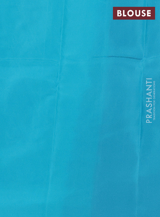 Kanchipuram silk saree pink and teal blue with zari woven buttas in borderless style