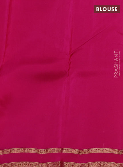 Kanchipuram silk saree dual shade of mustard and pink with allover zari weaves and zari woven border