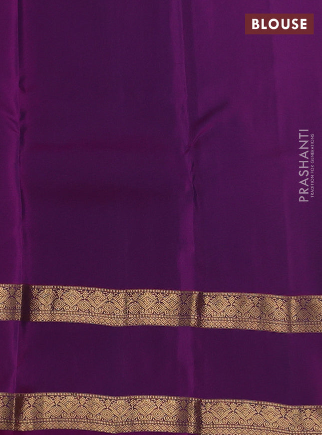 Kanchipuram silk saree cs blue and purple with plain body and rettapet zari woven border