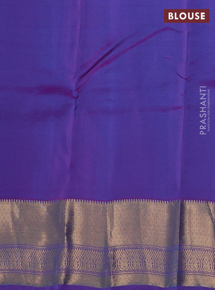 Kanchipuram silk saree cs blue and dual shade of purple with allover zari weaves and zari woven border