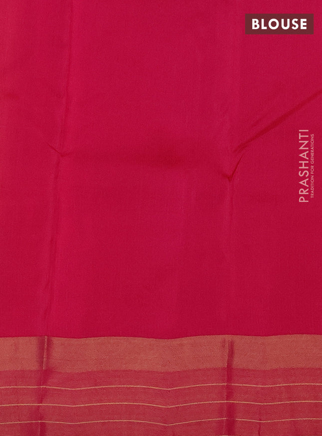 Kanchipuram silk saree lime yellow and pink with allover zari weaves and zari woven border