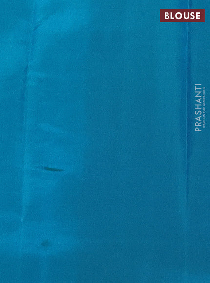 Kanchipuram silk saree red and teal green with allover zari weaves & buttas in borderless style