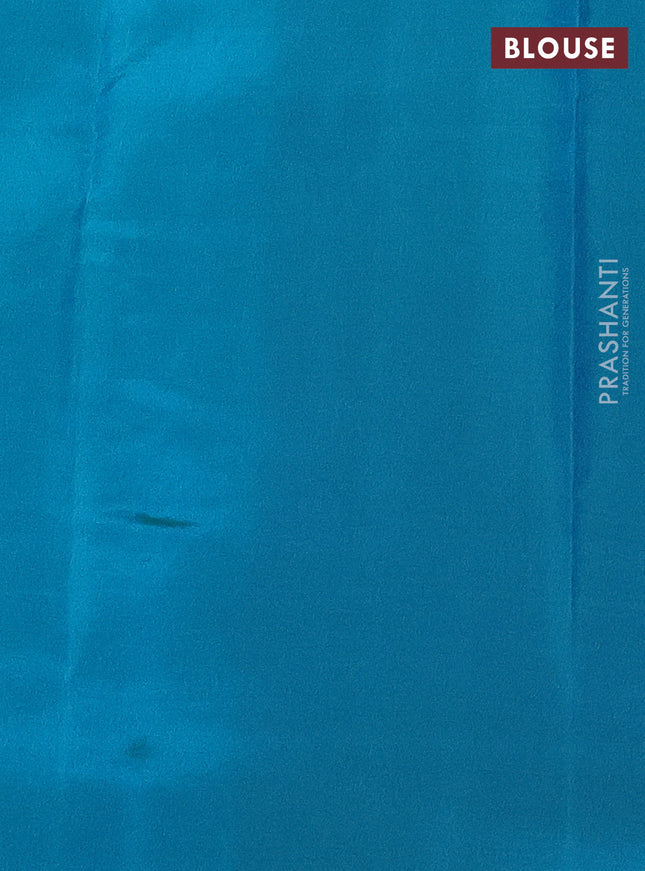 Kanchipuram silk saree red and teal green with allover zari weaves & buttas in borderless style