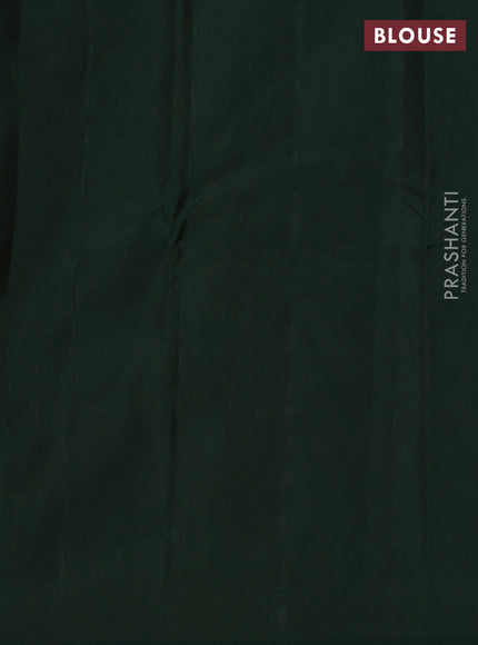 Kanchipuram silk saree lime yellow and bottle green with zari woven buttas in borderless style