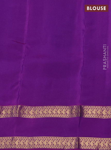 Kanchipuram silk saree blue and purple with allover zari woven butta weaves and rettapet zari woven border