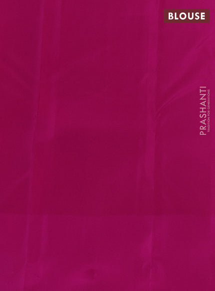 Kanchipuram silk saree rust shade and purple with plain body and rettapet zari woven border