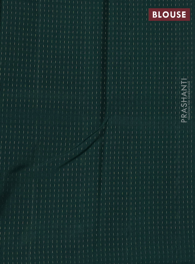 Kanchipuram silk saree teal blue and bottle green with allover zari weaves in borderless style