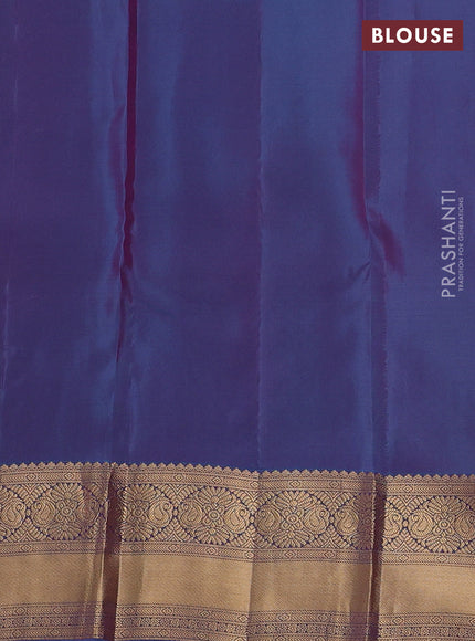 Kanchipuram silk saree dual shade of green and cs blue with zari woven buttas and zari woven border
