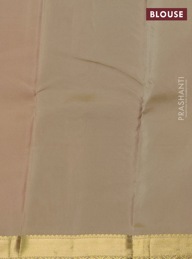 Kanchipuram silk saree red and beige with zari woven buttas and zari woven border