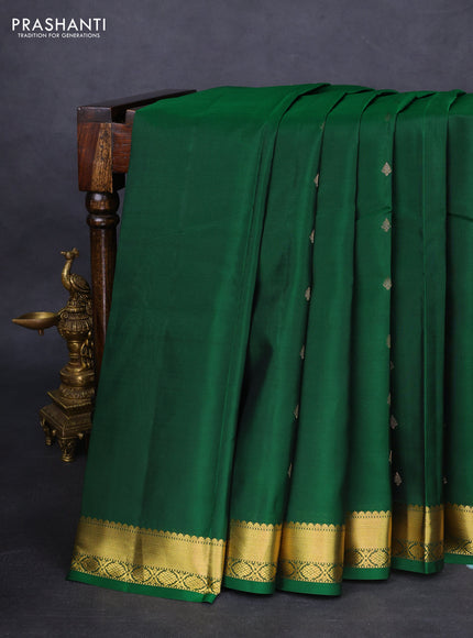 Kanchipuram silk saree green and sandal with zari woven buttas and zari woven border