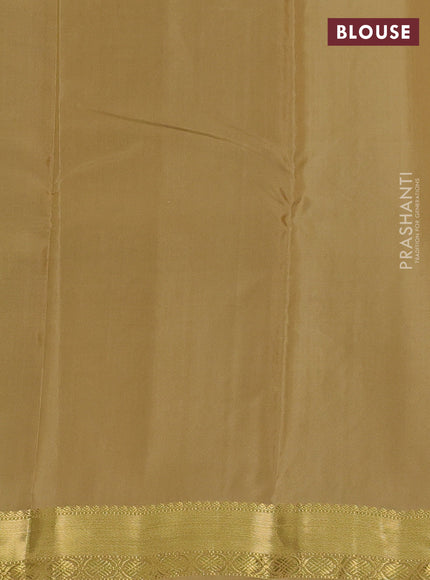 Kanchipuram silk saree green and sandal with zari woven buttas and zari woven border