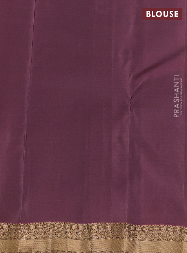 Kanchipuram silk saree peacock blue and mauve pink with zari woven buttas and zari woven border