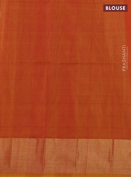 Ikat silk cotton saree navy blue and yellow with allover ikat weaves and zari woven border