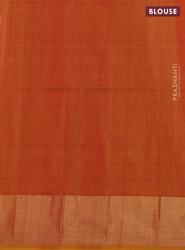 Ikat silk cotton saree navy blue and yellow with allover ikat weaves and zari woven border