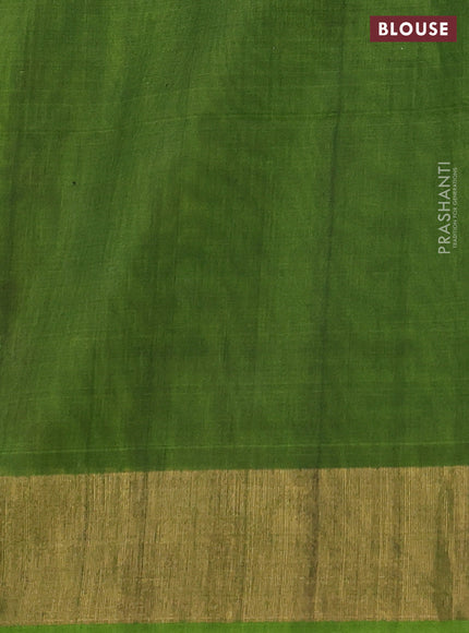 Ikat silk cotton saree navy blue and light green with allover ikat weaves and zari woven border