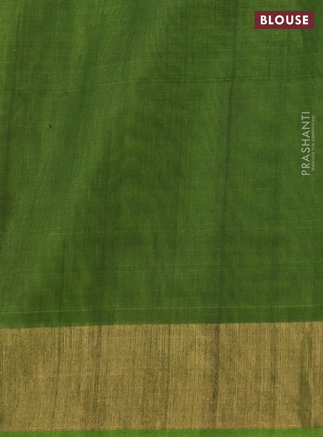 Ikat silk cotton saree navy blue and light green with allover ikat weaves and zari woven border