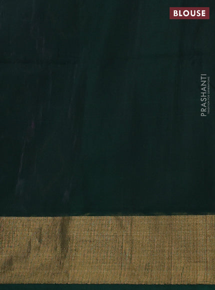 Ikat silk cotton saree deep violet and green with allover ikat weaves and zari woven border