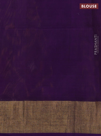 Ikat silk cotton saree grey and violet with allover ikat weaves and zari woven border