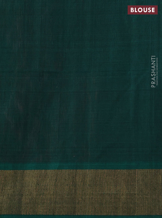 Ikat silk cotton saree pink and green with allover ikat weaves and zari woven border