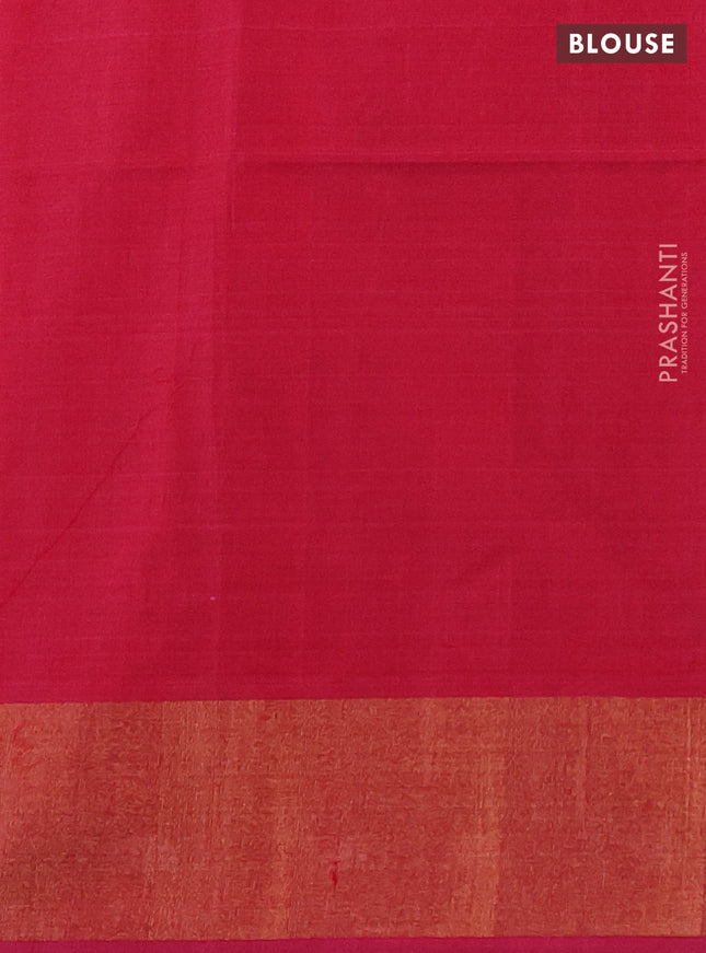 Ikat silk cotton saree deep coffee brown and pink with allover ikat weaves and zari woven border