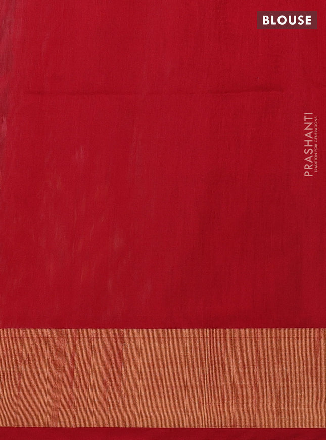 Ikat silk cotton saree grey and red with allover ikat weaves and zari woven border