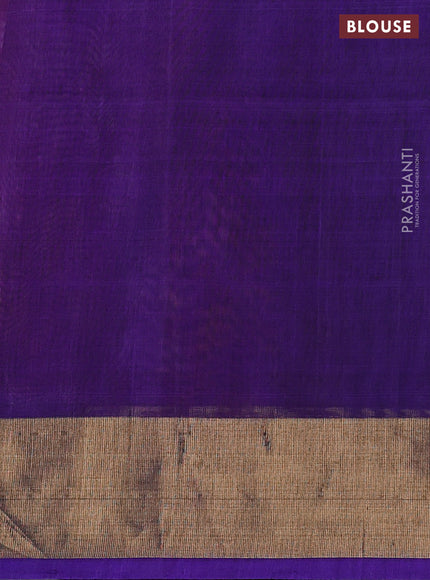 Ikat silk cotton saree pink and violet with allover ikat weaves and zari woven border