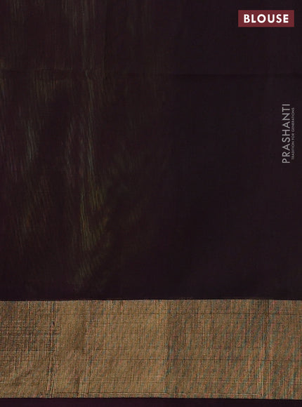 Ikat silk cotton saree light green and brown with allover ikat weaves and zari woven border