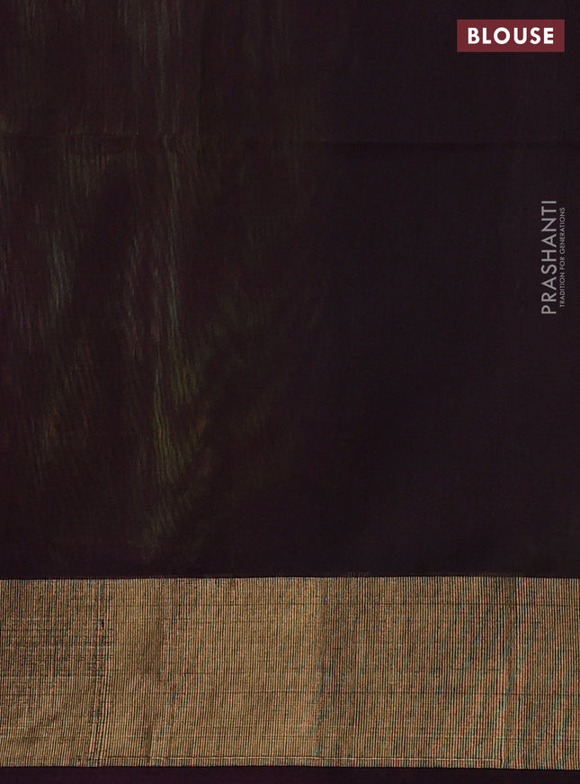 Ikat silk cotton saree light green and brown with allover ikat weaves and zari woven border