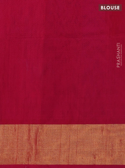 Ikat silk cotton saree navy blue and pink with allover ikat weaves and zari woven border