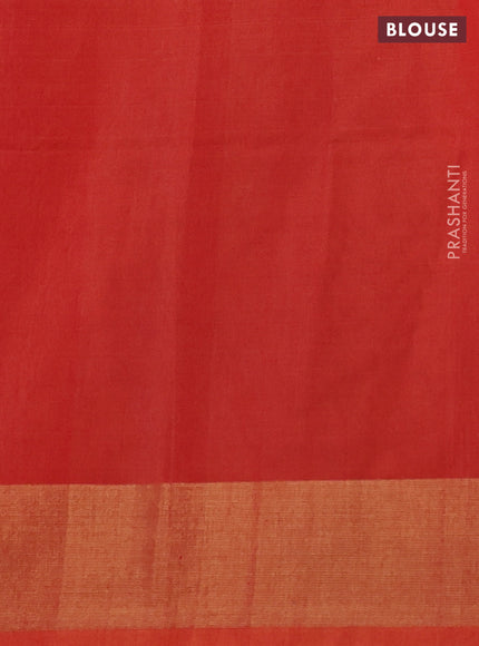 Ikat silk cotton saree blue and orange with allover ikat weaves and zari woven border