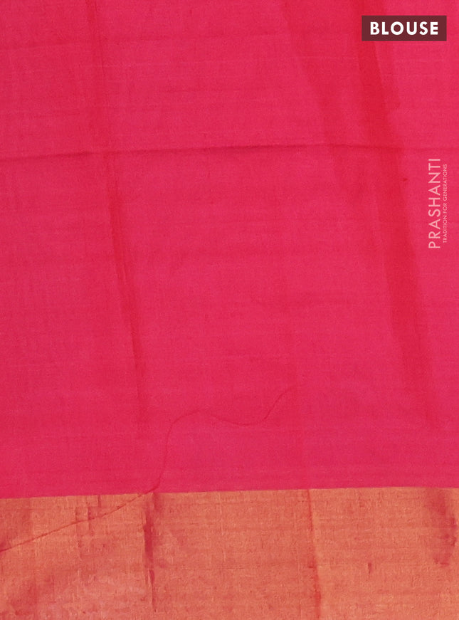 Ikat silk cotton saree coffee brown and peach pink with allover ikat weaves and zari woven border
