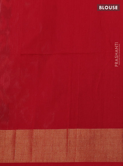 Ikat silk cotton saree grey and ree with allover ikat weaves and zari woven border