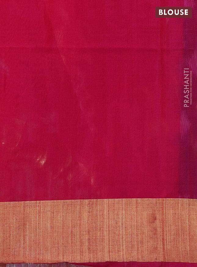 Ikat silk cotton saree blue and pink with allover ikat weaves and zari woven border