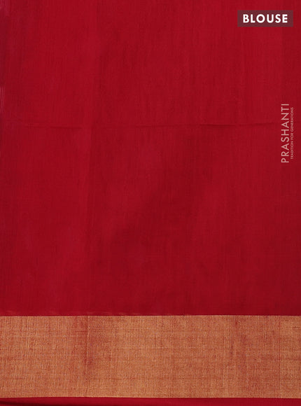 Ikat silk cotton saree blue and red with allover ikat weaves and zari woven border