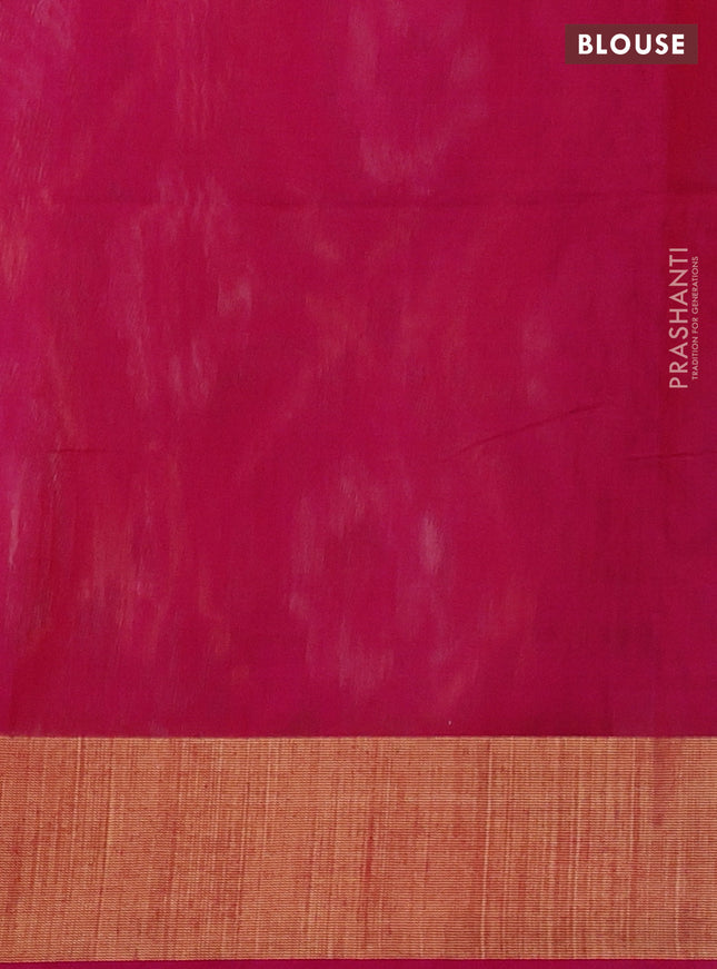 Ikat silk cotton saree grey and pink with allover ikat weaves and zari woven border