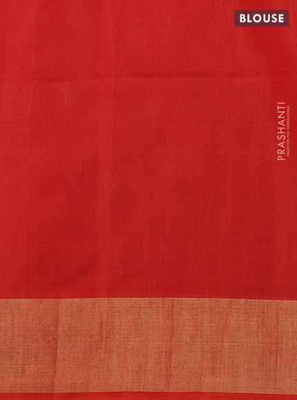 Ikat silk cotton saree grey and orange with allover ikat weaves and zari woven border