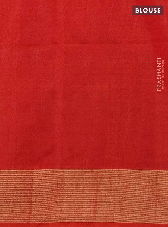 Ikat silk cotton saree grey and orange with allover ikat weaves and zari woven border