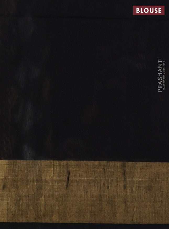 Ikat silk cotton saree cream and black with allover ikat weaves and zari woven border